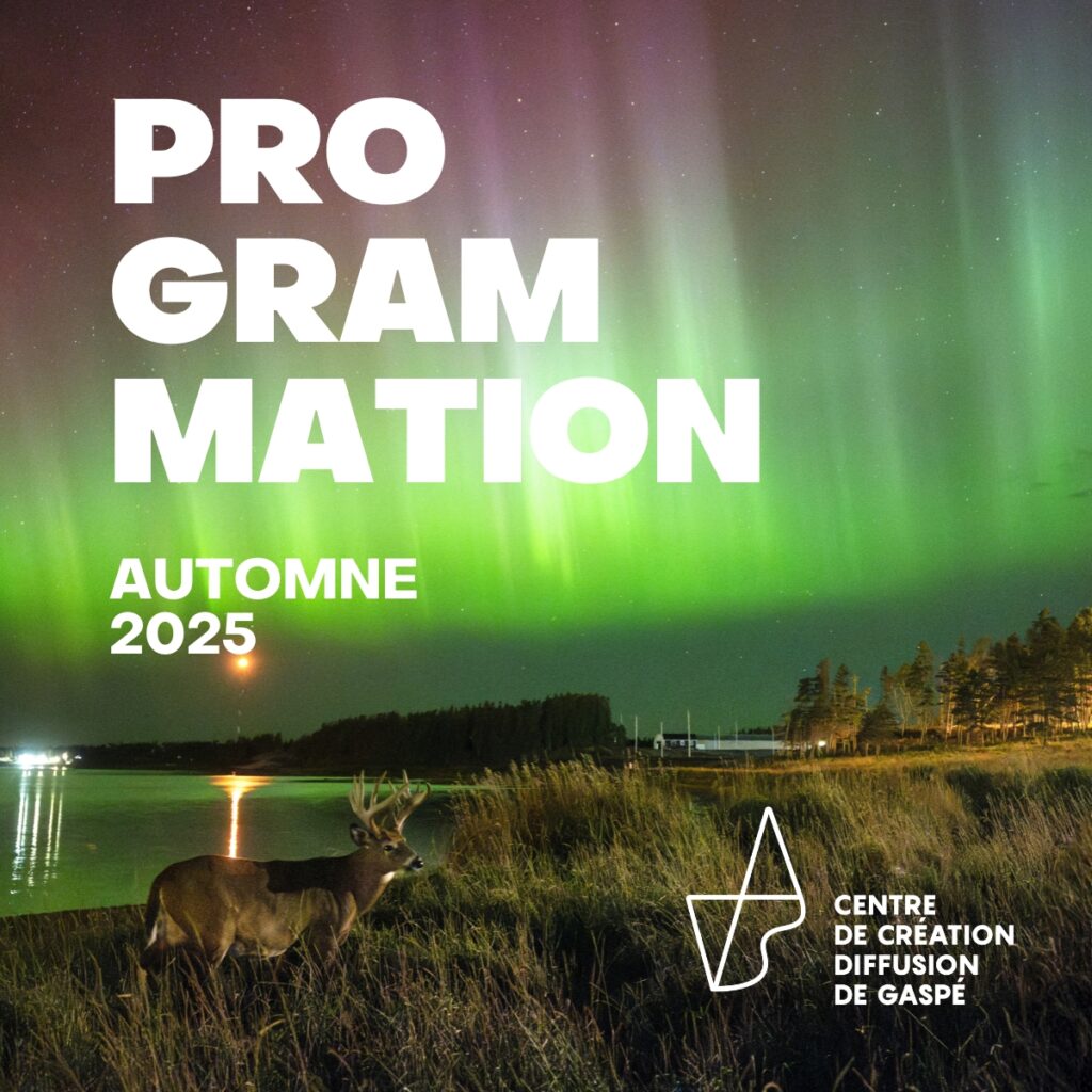 Découvrez la programmation d'automne 2025 présentée au Centre de Création Diffusion de Gaspé. Chanson, musique, humour, théâtre et danse.